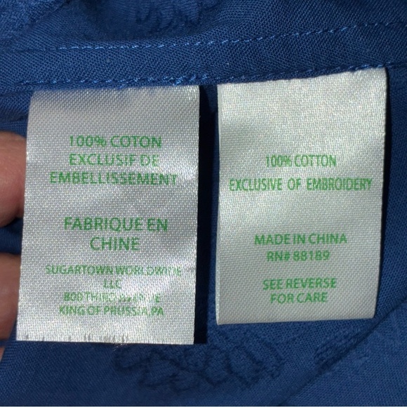 Lilly Pulitzer Cotton Amelia Island Tunic Top Large Navy Coral Gold Resort - Picture 10 of 11